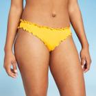 Women's Ruffle Cheeky Bikini Bottom - Shade & Shore Curry Yellow