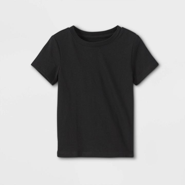 Toddler Boys' Solid Jersey Knit Short Sleeve T-shirt - Cat & Jack Black