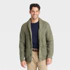 Men's Regular Fit Collared Cardigan - Goodfellow & Co Green Olive
