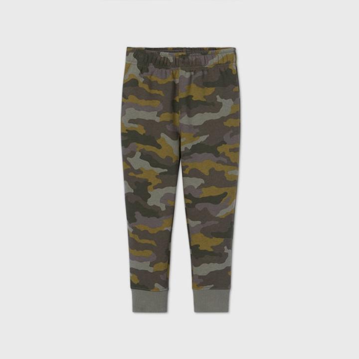 Toddler Boys' Fleece Bottom Pull-on Pants - Cat & Jack Camo Green