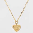 14k Gold Dipped 'z' Initial Diamond Cut Heart Pendant Necklace - A New Day Gold