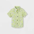 Toddler Boys' Dino Print Challis Short Sleeve Button-down Shirt - Cat & Jack Yellow
