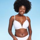 Women's Lightly Lined Ribbed Tortoise Ring Bikini Top - Shade & Shore White