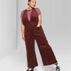 Women's Plus Size Deep V Corduroy Jumpsuit - Wild Fable Red