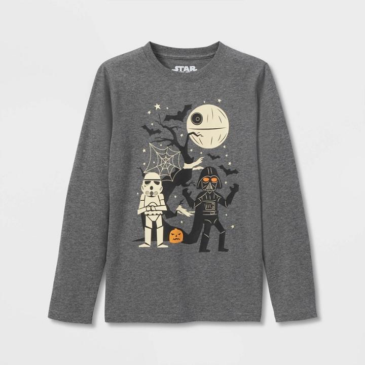 Boys' Star Wars Halloween Long Sleeve Graphic T-shirt - Charcoal Gray