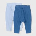 Honest Baby Boys' 2pk Organic Cotton Chunky Rib Harem Pull-on Pants - Blue Newborn