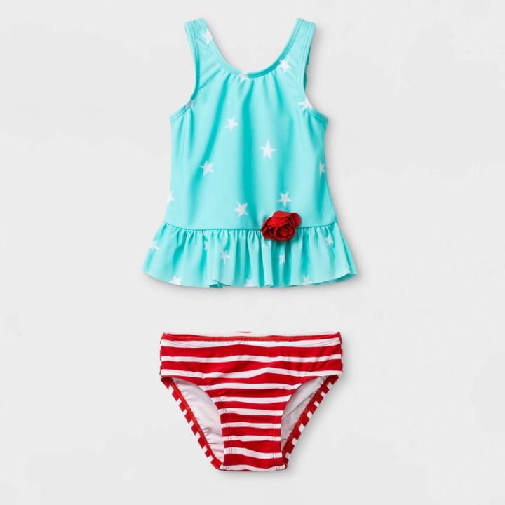 Baby Girls' Star Tankini - Cat & Jack Aqua 9m, Girl's, Blue