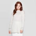 Women's Long Sleeve Crewneck Sheer Shine Tunic Sweater - Prologue Cream S, Women's, Size: