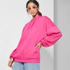 Women's Oversized Long Sleeve Fleece Hoodie - Wild Fable Pink