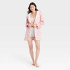 Women's Heart Print Cozy Short Robe - Colsie Pink