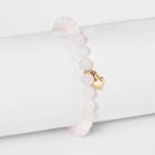 No Brand Heart Charm With Semi-precious Beaded Bracelet - Pink, Women's