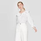 Women's Long Sleeve Off The Shoulder Prarie Blouse - Who What Wear White