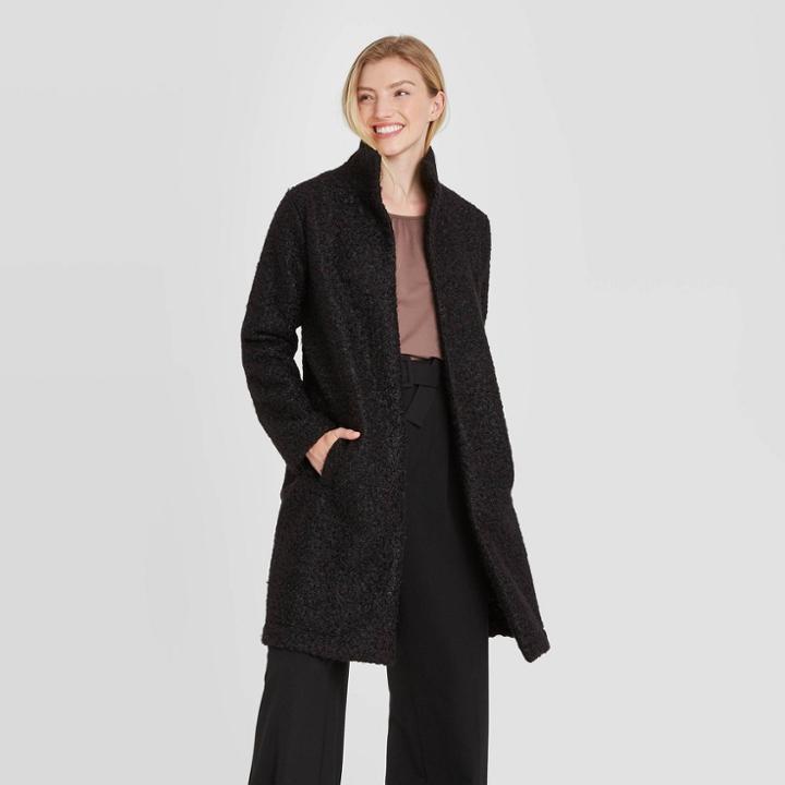 Women's Open-front Coatigan - A New Day Black