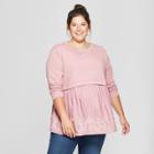 Maternity Plus Size Eyelet Flounce Sweatshirt - Isabel Maternity By Ingrid & Isabel Rose 4x, Women's, Pink