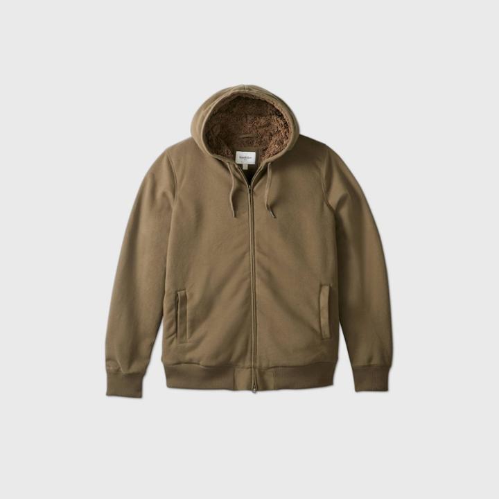 Men's Tall Fullzip Sherpa Lined Hooded Fleece Jacket - Goodfellow & Co Olive Green Mt, Green Green