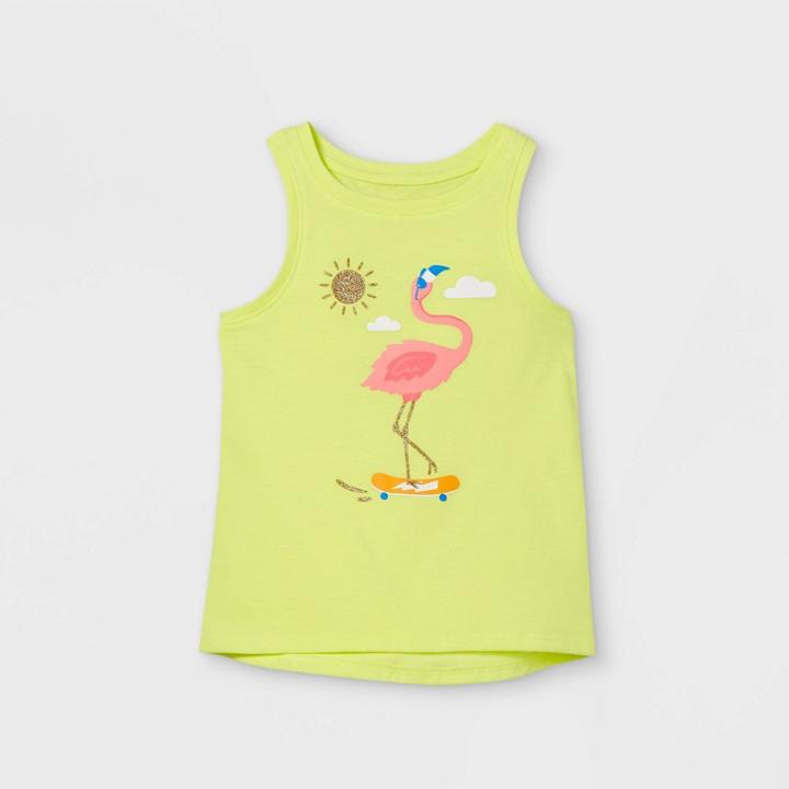 Toddler Girls' Glitter Flamingo Graphic Tank Top - Cat & Jack Yellow