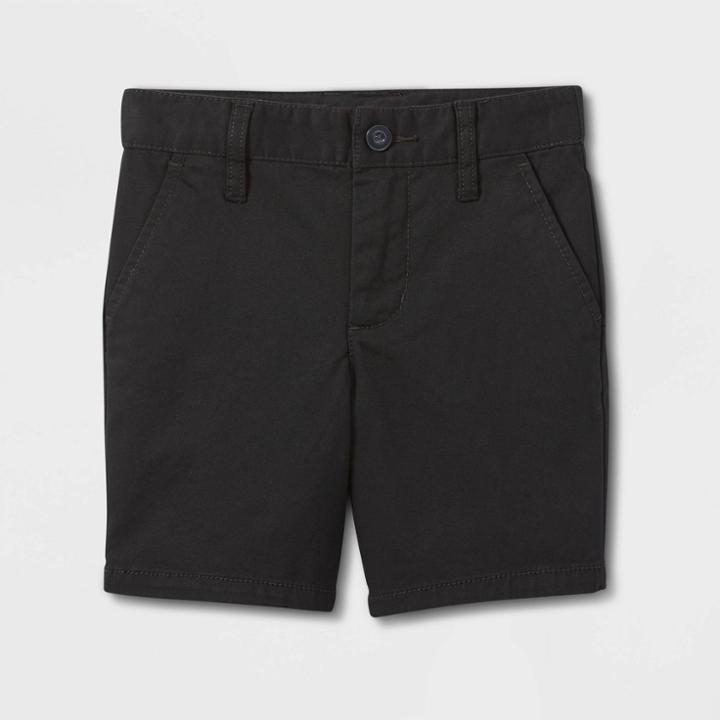 Toddler Boys' Stretch Flat Front Uniform Chino Shorts - Cat & Jack Black