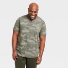 Men's Camo Print Short Sleeve Henley T-shirt - All In Motion Olive Green Camo S, Men's, Size: Small, Green Green Green