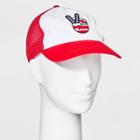 No Brand Women's Stars And Stripes Peace Sign Trucker Hat - Red
