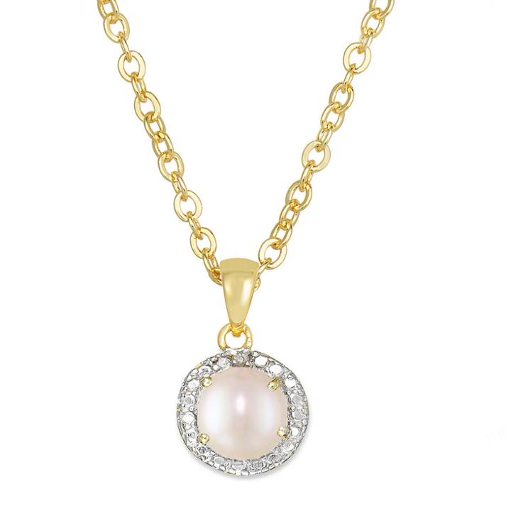 Target Freshwater Pearl And Diamond Accent Pendant Gold Plated (ij-i2-i3) (june), Girl's,