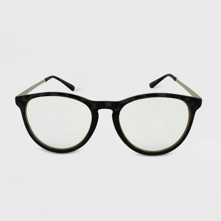 Women's Matte Tortoise Print Round Blue Light Filtering Glasses - Wild Fable Gray