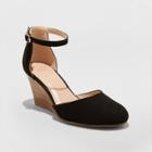Women's Wendi Microsuede Rounded Toe Wedge Pumps - A New Day Black