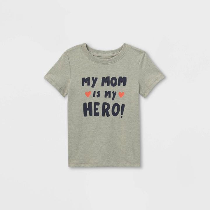 Toddler Boys' 'mom Is My Hero' Graphic Short Sleeve T-shirt - Cat & Jack Medium Heather Gray
