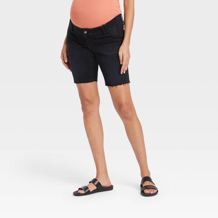 Under Belly Bermuda Maternity Jean Shorts - Isabel Maternity By Ingrid & Isabel Black Wash