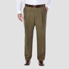 Haggar Men's Big & Tall Pnik Classic Fit Pleat Front Casual Pants - Toast