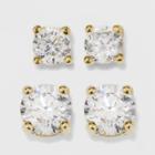 Gold Over Sterling Silver Round Cubic Zirconia Stud Fine Jewelry Earrings - A New Day Gold/clear, Gold/claer