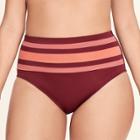 Target Women's Slimming Control High Waist Bikini Bottom - Beach Betty By Miracle Brands Maroon Colorblock