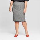 Women's Plus Size Tweed Skirt - Ava & Viv Black/white