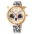 Boum Sagesse Ladies Owl Accented Leather-band Watch - Rose Gold