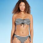 Women's Rio Ribbed Center Cinch Bandeau Bikini Top - Kona Sol Black & White