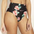 Women's High Waist Bikini Bottom - Xhilaration Black Floral