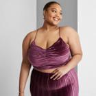 Women's Plus Size Slim Fit Cinched Front Velvet Tiny Tank Top - Wild Fable Purple