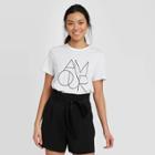 Women's Regular Fit Amour Short Sleeve Round Neck T-shirt - A New Day White