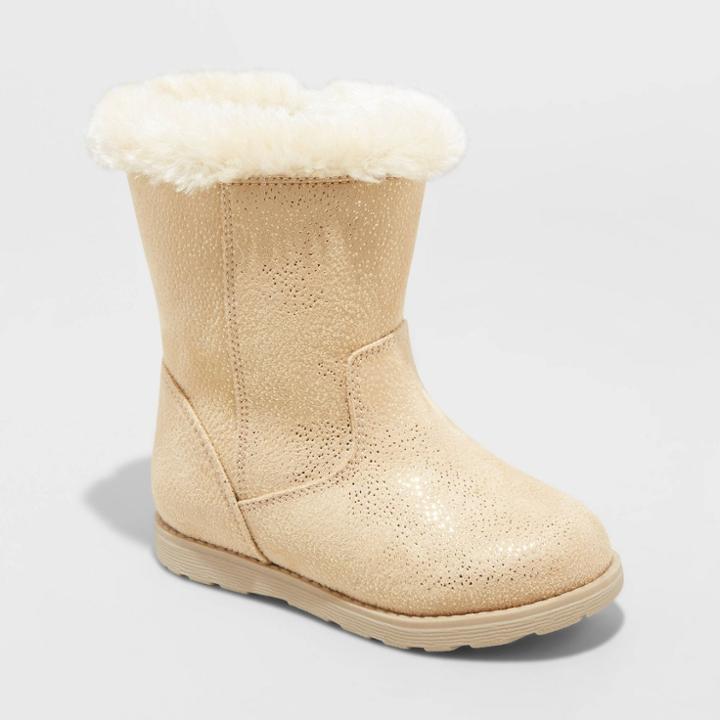 Toddler Girls' Leah Winter Shearling Style Boots - Cat & Jack Gold