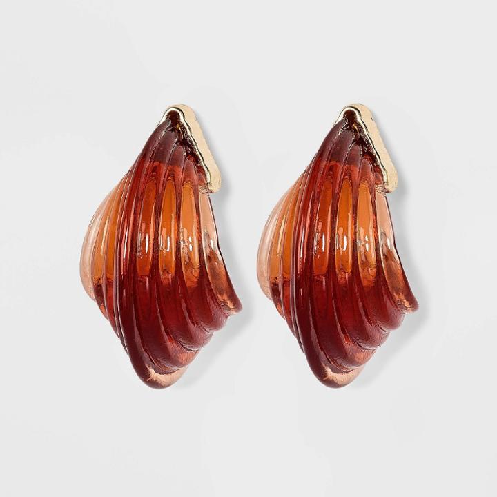 Ridged Hoop Earrings - A New Day Brown