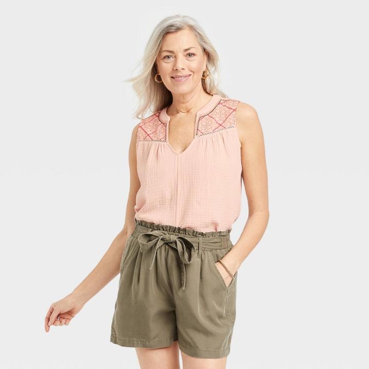 Women's Sleeveless Gauze Tank Top - Knox Rose