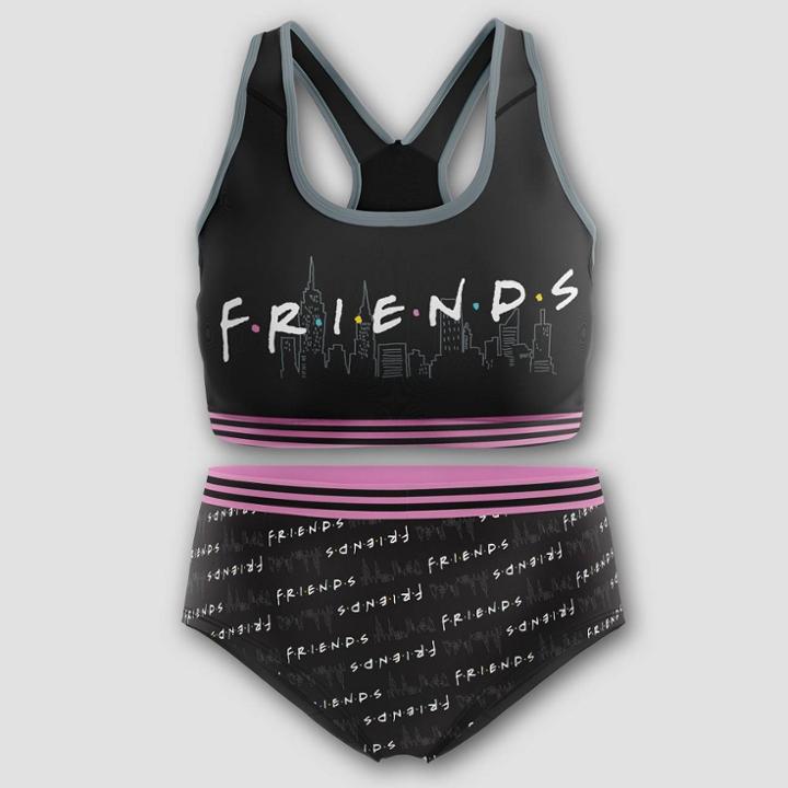 Girls' Friends Bra And Underwear Set - 6, Black/white