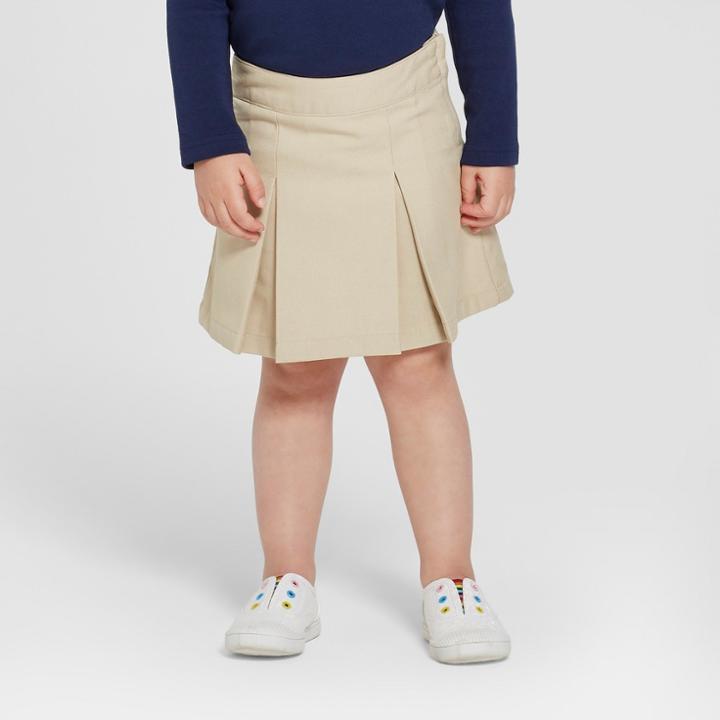 Toddler Girls' Pleated A Line Uniform Skirt - Cat & Jack Khaki (green)