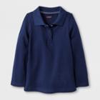 Toddler Girls' Adaptive Long Sleeve Uniform Polo Shirt - Cat & Jack Navy