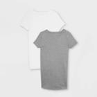 Maternity Short Sleeve Non-shirred 2pk Bundle T-shirt - Isabel Maternity By Ingrid & Isabel White/gray