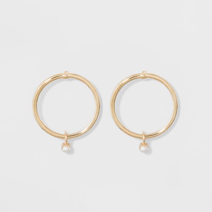 Circle Hoop Earrings - A New Day Pearl/gold