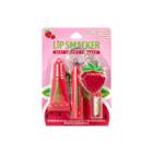 Smackers Lip Smacker Smooch Key Chain & Lip Balm Set - Strawberry 4pc - 0.039oz, Pink