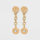 Hammered Disc With Cabochon Drop Earrings - A New Day
