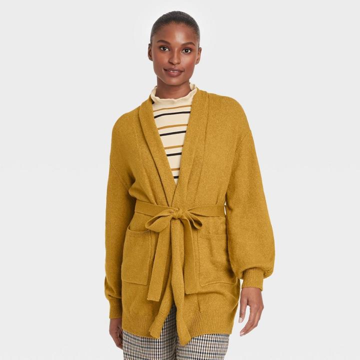 Women's Self Tie Shawl Cardigan - Who What Wear Brown