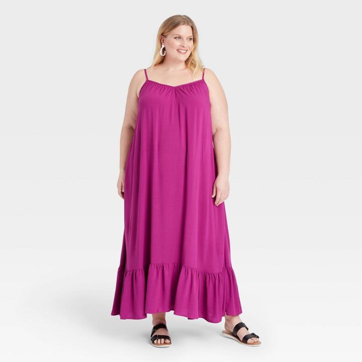 Women's Plus Size Sleeveless Floating Dress - Ava & Viv Purple