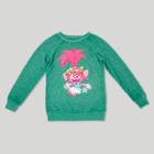 Girls' Trolls Poppy Snowflake Long Sleeve Graphic Sweatshirt - Green
